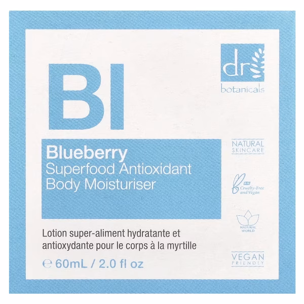 Dr. Botanicals, Blueberry Superfood Antioxidant Body Moisturiser, All Skin Types, 2 fl oz (60 ml) - Image 3