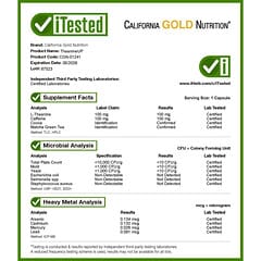 California Gold Nutrition, TheanineUP™, L-Theanine & Caffeine plus Cocoa & Matcha , 60 Veggie Capsules - Image 4