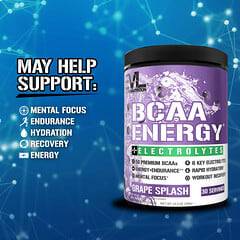 EVLution Nutrition, BCAA Energy Plus Electrolytes, Grape Splash, 12.2 oz (345 g) - Image 3