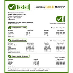 California Gold Nutrition, Sport, Micronized BCAA, Branched Chain Amino Acids, 500 mg, 240 Veggie Capsules (250 mg per Capsule) - Image 4