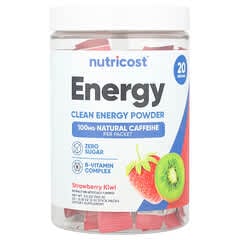 Nutricost, Energy, Clean Energy Powder, Strawberry Kiwi , 20 Stick Packs, 0.18 oz (5 g) Each - Image 3