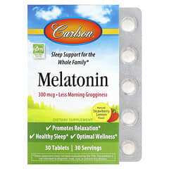 Carlson, Melatonin, Natural Strawberry Lemon, 300 mcg, 30 Tablets - Image 3