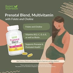 Super Nutrition, Prenatal Blend, Multivitamin with Folate and Choline, 180 Tablets - Image 7