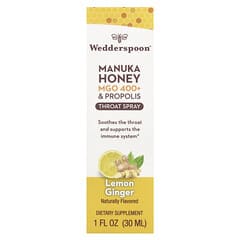 Wedderspoon, Manuka Honey & Propolis Throat Spray, Lemon Ginger, MGO 400+, 1 fl oz (30 ml) - Image 5