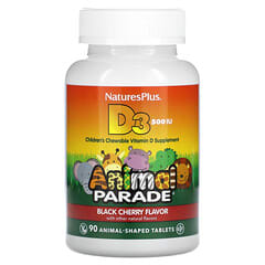 NaturesPlus, Animal Parade, Vitamin D3, Black Cherry, 12.5 mcg (500 IU), 90 Animal-Shaped Tablets