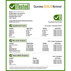 California Gold Nutrition, Chewable Multi-Vitamin For Children, Assorted Fruit, 180 Vegetarian Tablets - Image 4