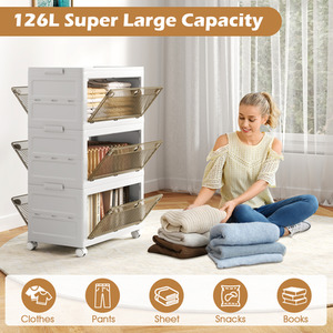 3-Tier Stackable Storage Bins Collapsible Storage Boxes - White - Image 2