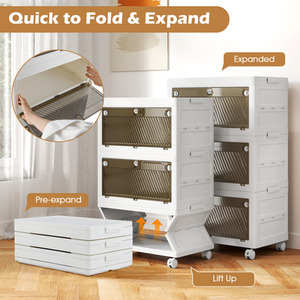 3-Tier Stackable Storage Bins Collapsible Storage Boxes - White - Image 3