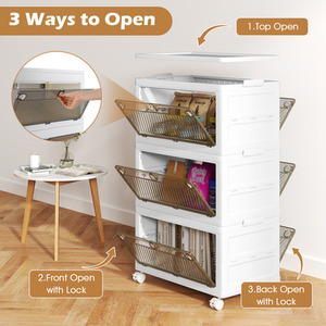 3-Tier Stackable Storage Bins Collapsible Storage Boxes - White - Image 4