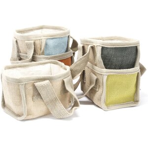 Eco-Friendly Teal Jute Cotton Mini Shopping Basket 16x10x12cm - Brown - Image 4