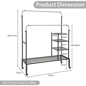 Adjustable Rolling Garment Drying Rack - Silver - Image 2