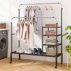 Adjustable Rolling Garment Drying Rack - Silver - Image 3