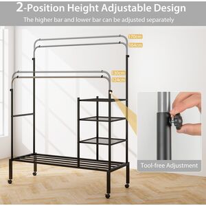 Adjustable Rolling Garment Drying Rack - Silver - Image 4