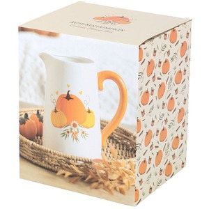 Autumn Pumpkin Ceramic Flower Jug - White/Orange - Image 2
