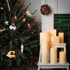 Square Vanilla Pillar Candles - 120 Hours - Cream - Pack of 3 - Natural