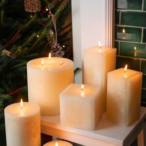 Square Vanilla Pillar Candles - 120 Hours - Cream - Pack of 3 - Natural - Image 2