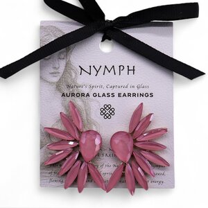 Soft Pink Vintage Glass Angel Wings Earrings for Calm Renewal - Pink