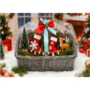 Christmas Wicker Gift Hamper Basket Create Your Own DIY Kit - Grey - Image 2