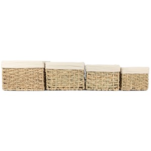 Thatch Grass Woven Storage Basket with White Cotton Lining - Image 3