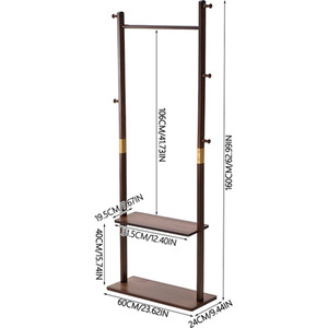 Freestanding Wooden Coat Stand with 5 Hooks