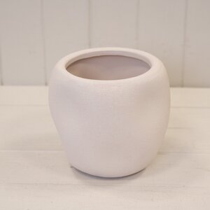 White Textured Stone Plant Pot - White
