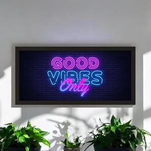 Wall Art Framed Print Home Good Vibes Only - Black
