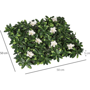 Outsunny 50cm x 50cm 12PCS Artificial Boxwood Wall Panels - Green, White