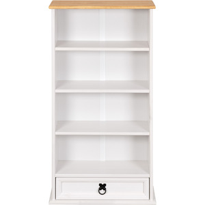 Corona White 1 Drawer DVD CD Rack Bookcase - Whitewash