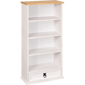Corona White 1 Drawer DVD CD Rack Bookcase - Whitewash - Image 2