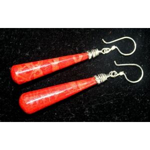 Elegant 925 Silver Long Teardrop Earrings - Red - Image 2