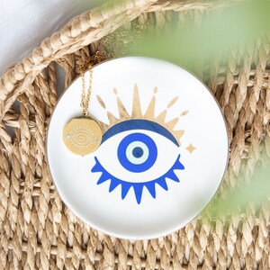 All Seeing Eye Necklace And Dish Gift Set For Protection - Gold - Image 2