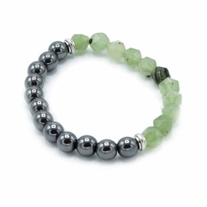 Faceted Gemstone Bracelet with Magnetic Jade - Sparkling Beaded Jewelry - Green