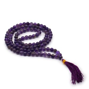 Amethyst 108 Bead Mala - Spiritual Japa Rosary for Meditation - Purple - Image 2